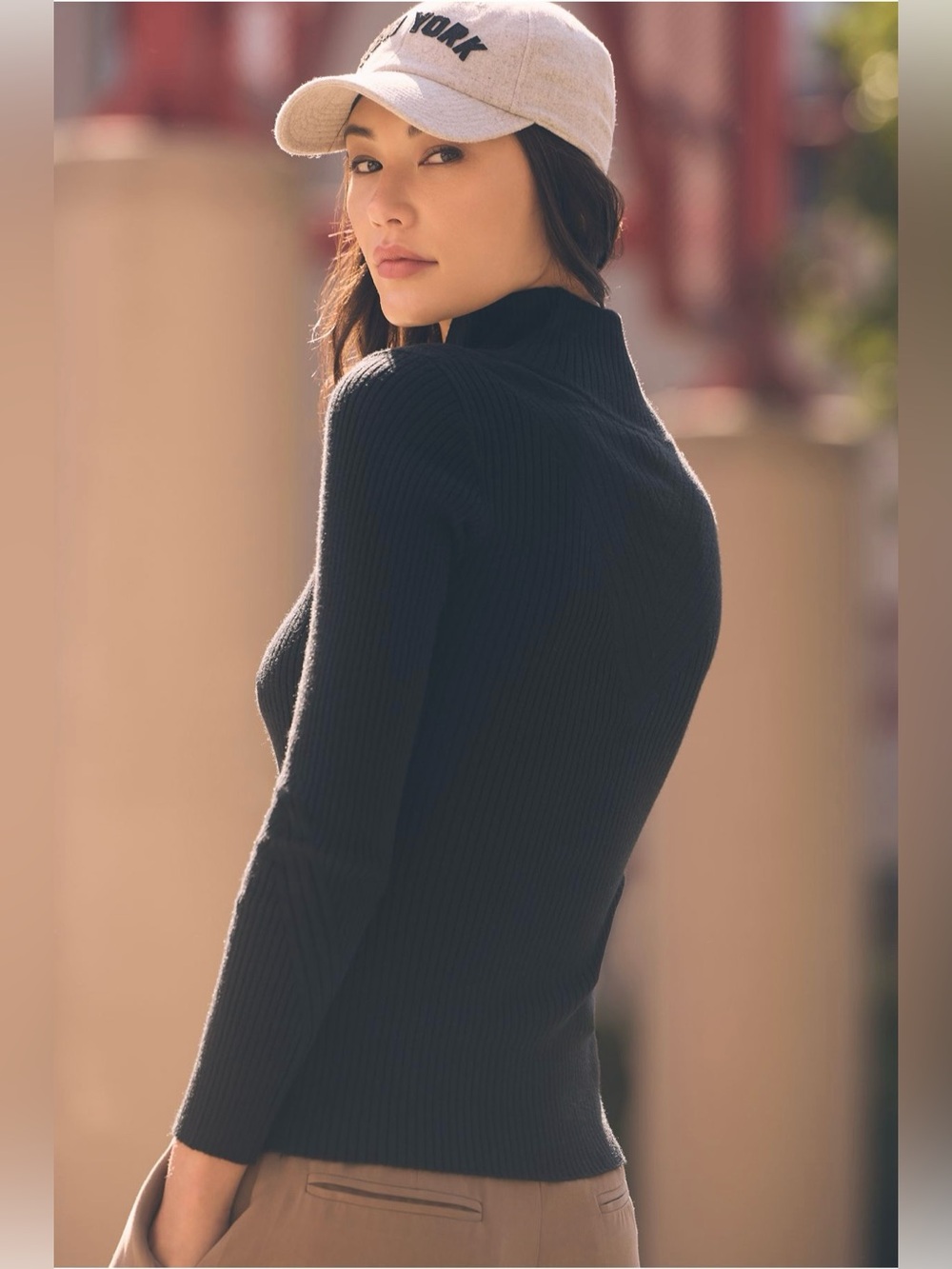 Varley Demi 2.0 Half-Zip Ribbed Knit Top Sweater - Black - Picture 5 of 9